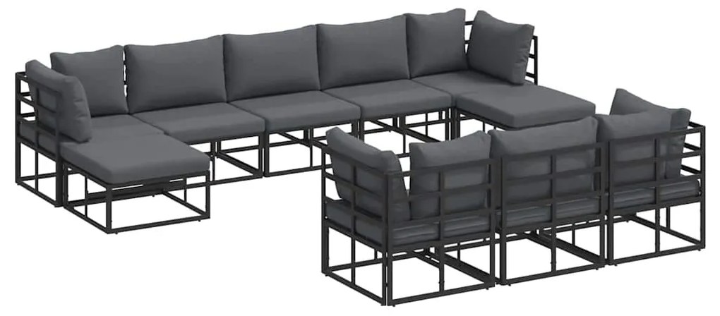 Conjunto de Sofá de Jardim 10 pcs Preto 353 x 141,5 x 71 cm
