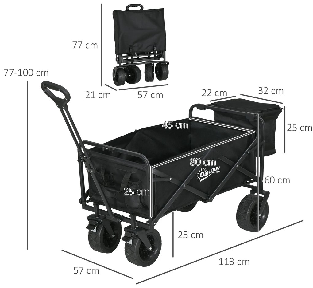 Carrinho de Transporte com Bolsa Térmica Removível Carrinho Dobrável c
