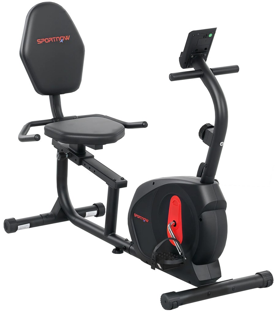 Bicicleta Estática Silenciosa de 8 Níveis de Resistência Magnética com Assento Ajustável Ecrã LCD 103-139x61x100,5 cm Preto