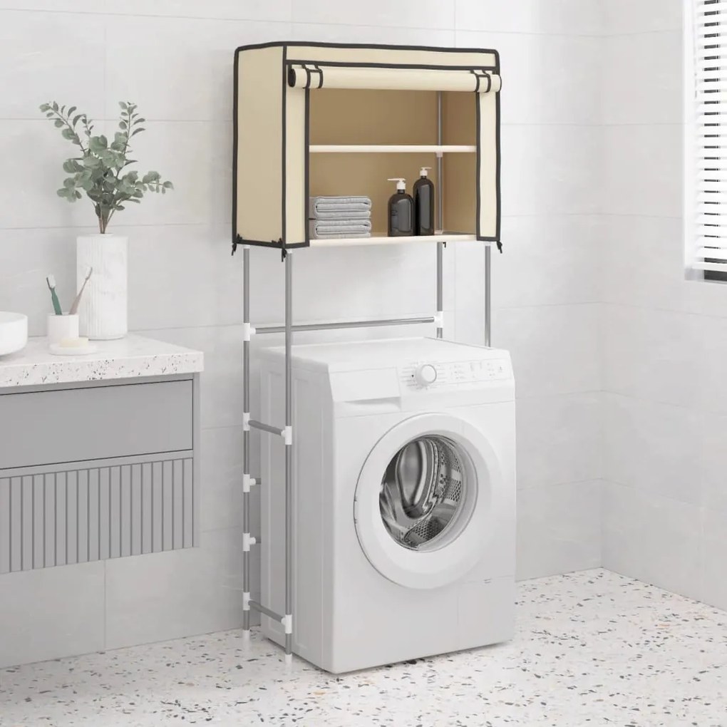 vidaXL Estante arrumação p/ máquina de lavar roupa 2 prat. ferro creme
