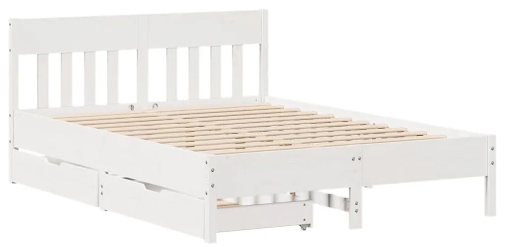 Cama sem colchão 140x200 cm madeira de pinho maciça branco