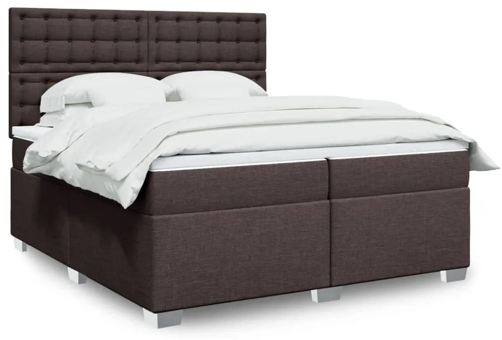 vidaXL Cama com molas/colchão 200x200 cm tecido castanho-escuro