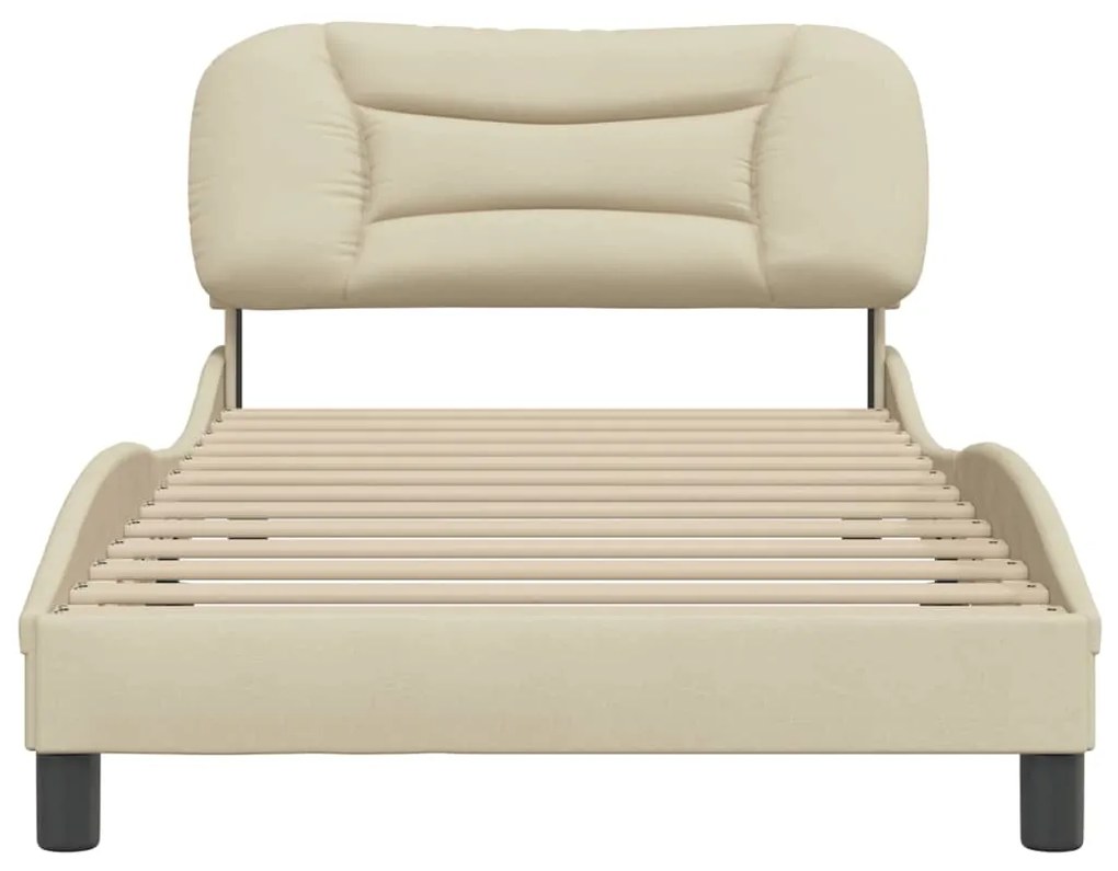 Estrutura de cama sem colchão 100x200 cm tecido cor creme