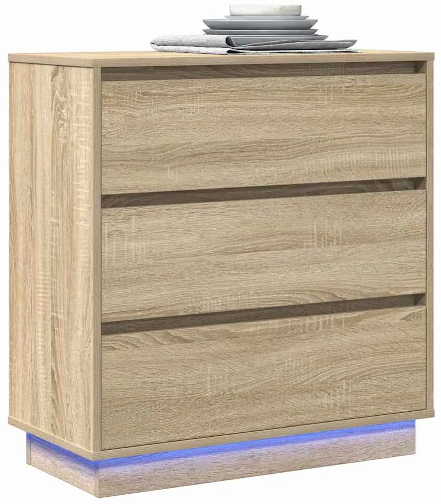 Cômoda com LED vidaXL Carvalho Sonoma 71x34,5x75 cm Madeira Engenharia