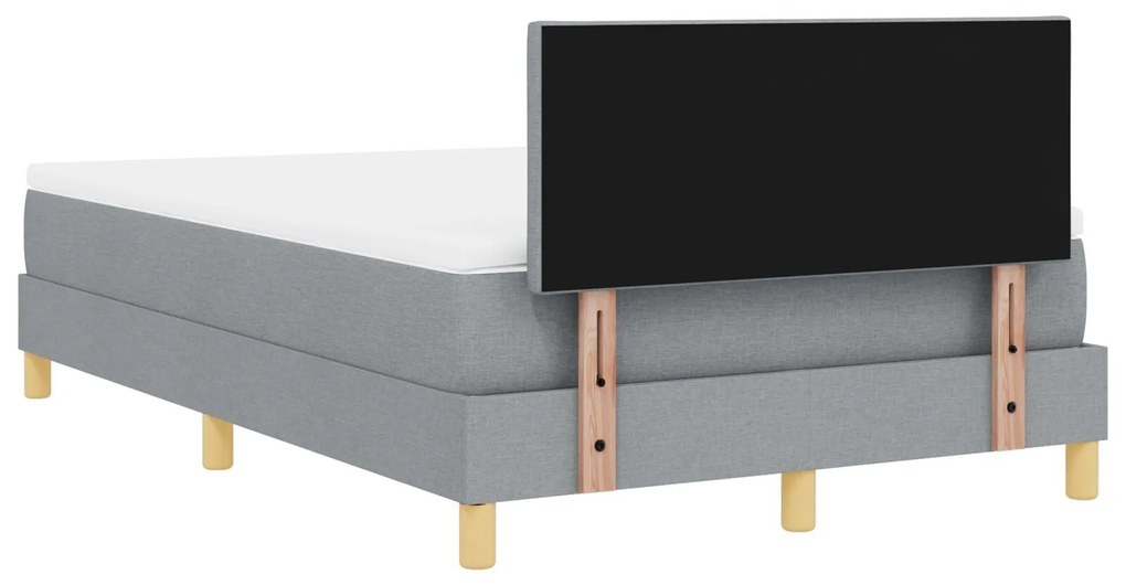 Cama Box Spring com Colchão Cinza Claro 120x190 cm Tecido