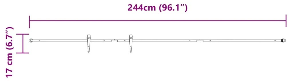 Kit para armário deslizante aço carbono 244 cm