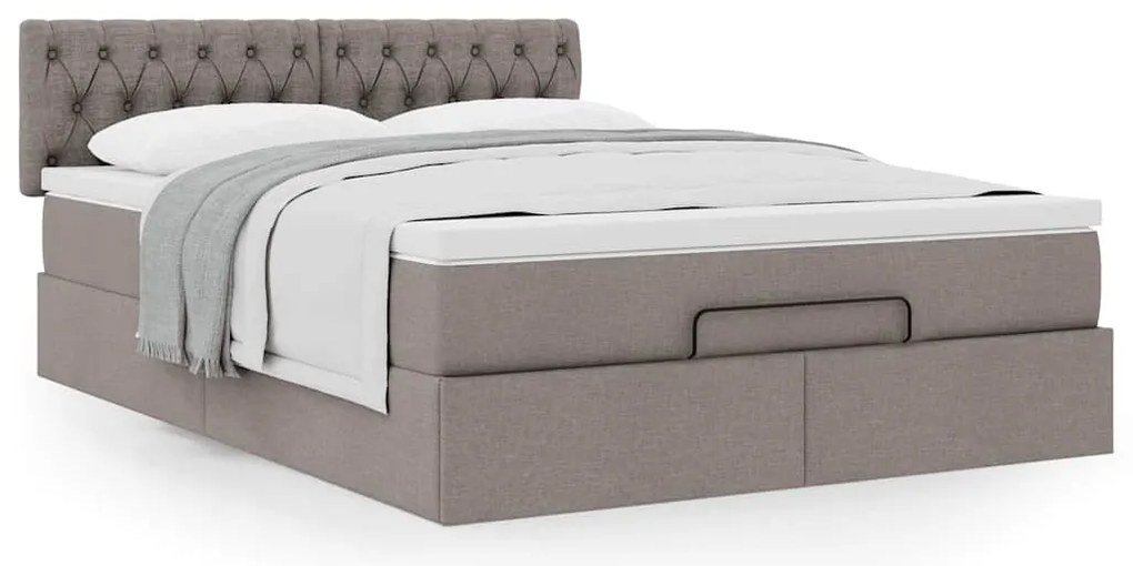 Cama otomana com colchão 140x200 cm tecido cinza