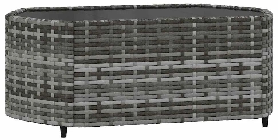 3 pcs conjunto lounge de jardim c/ almofadões vime PE cinzento