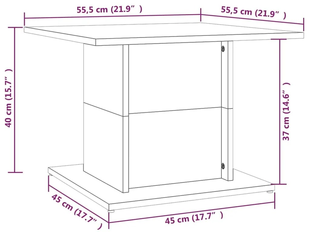Mesa de centro derivados de madeira carvalho castanho