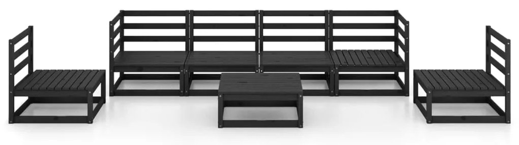 7 pcs conjunto lounge de jardim pinho maciço preto
