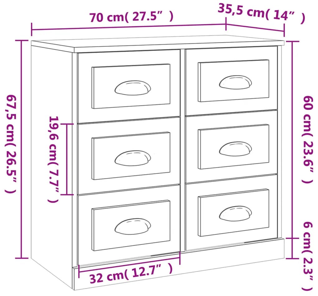 Aparadores 2 pcs derivados de madeira cinzento cimento
