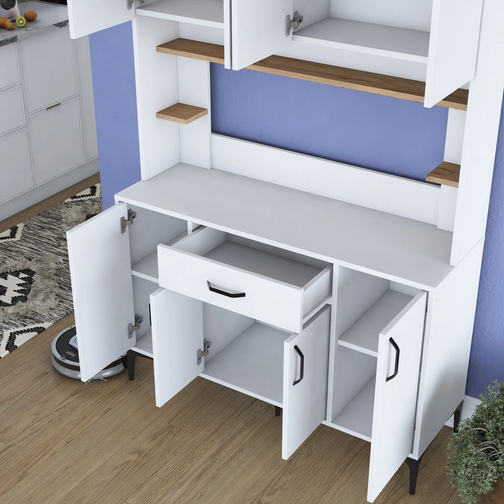 Armário Alto de Cozinha "Stella" - 120 x 184,2 x 40 cm - Nogueira e Br