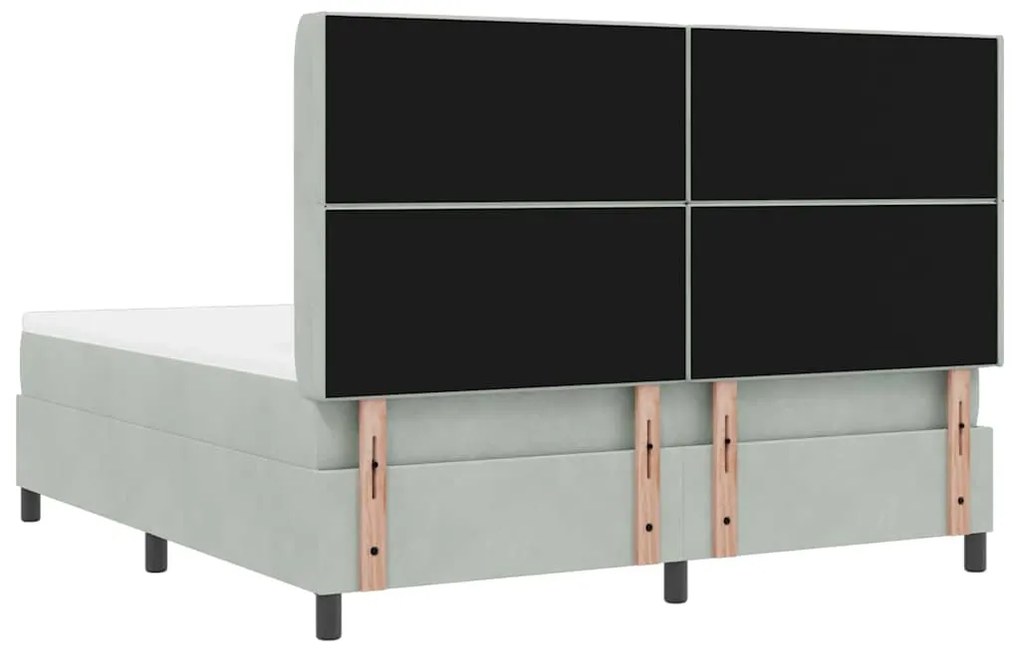 Cama Box com Colchão vidaXL Cinza Claro 180x200 cm Veludo