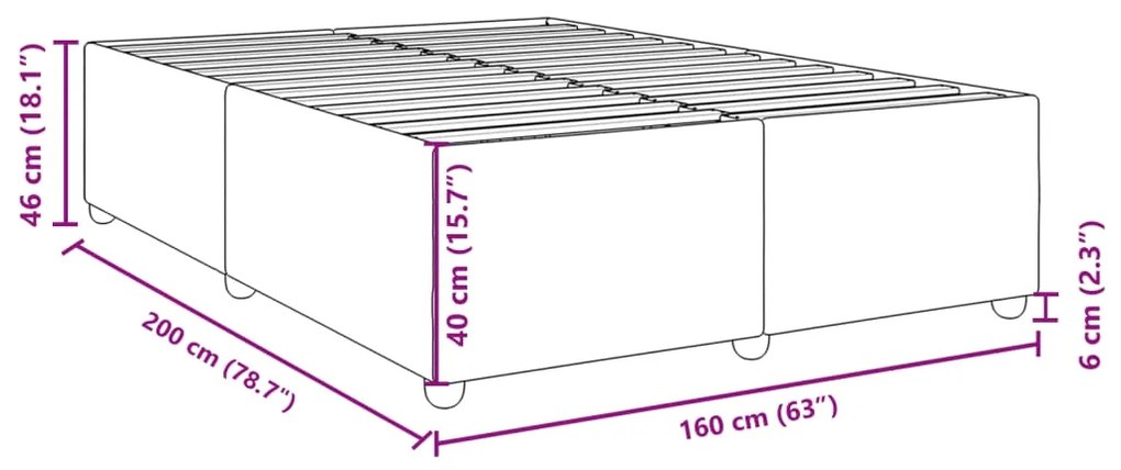 Estrutura de cama sem colchão 160x200 cm tecido castanho-escuro