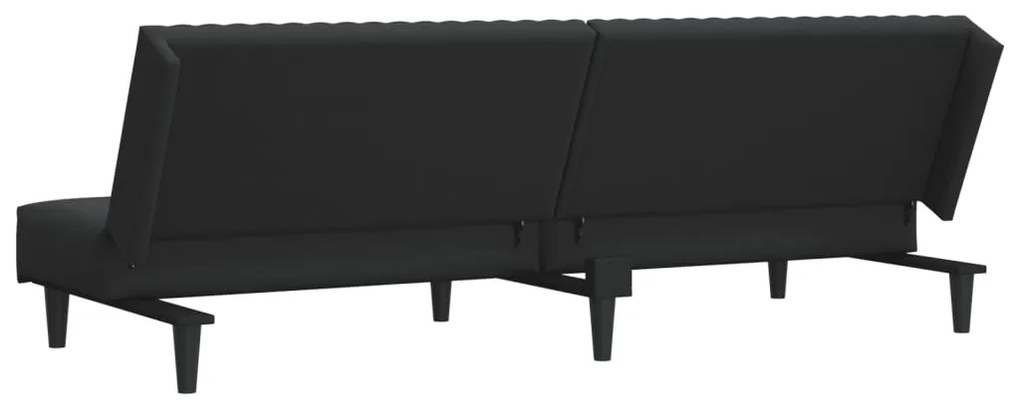 Sofá-cama de 2 lugares veludo preto