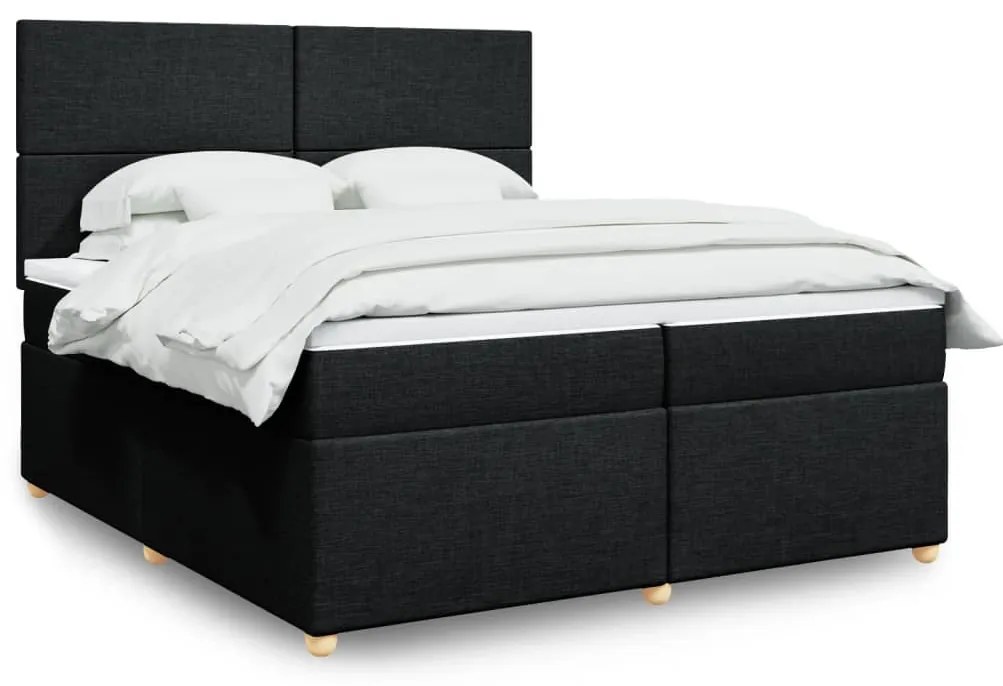 vidaXL Cama com molas/colchão 200x200 cm tecido preto