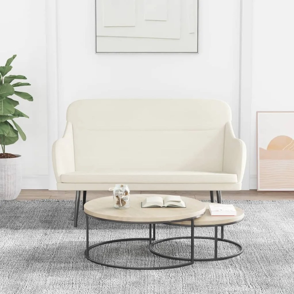 vidaXL Banco 110x76x80 cm veludo cor creme