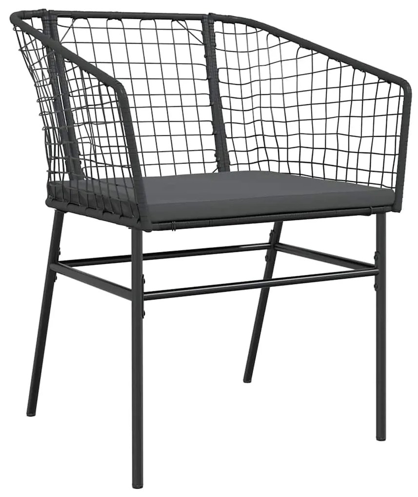 Conjunto de jantar jardim 5 peças almofadas vidro vime PE preto