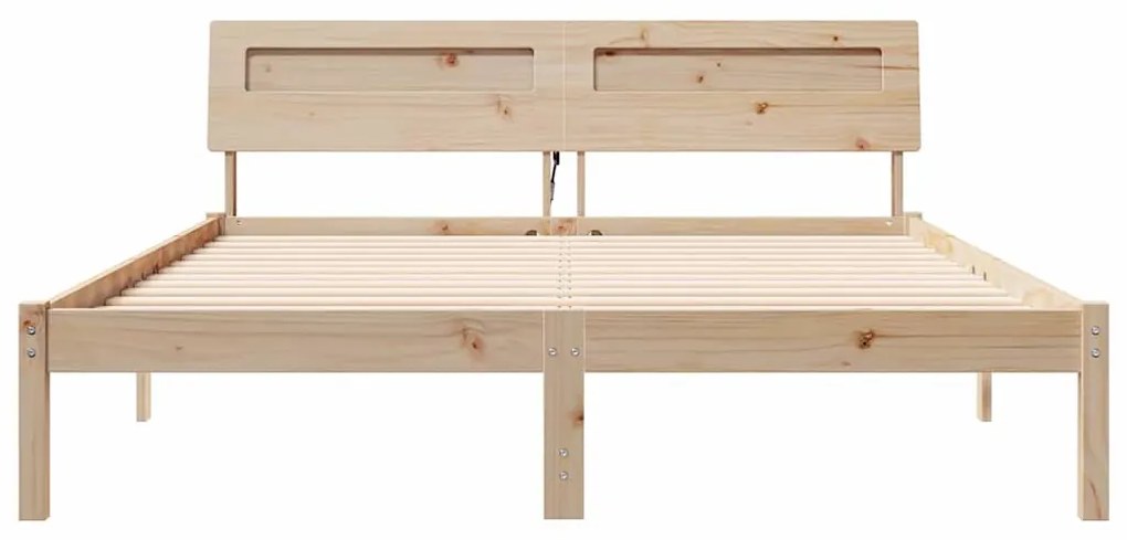 Estrutura da Cama com luzes de tira LED com cabeceira Castanho 140 x 2