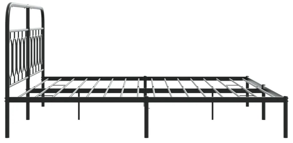 Estrutura de cama com cabeceira 200x200 cm metal preto