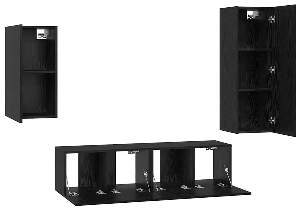 Conjunto de Estante para TV com prateleira 4 pcs Carvalho Preto