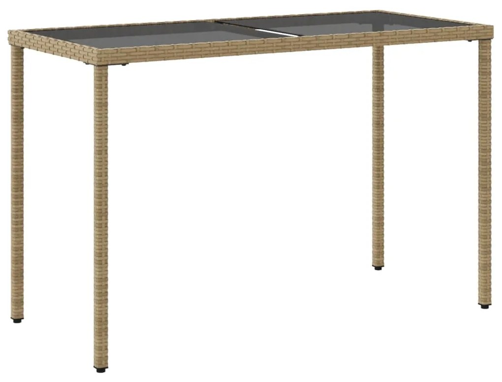 Mesa de jardim com tampo de vidro 115x54x74 cm vime PE bege