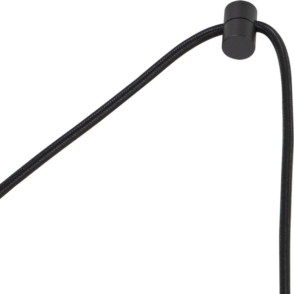 Candeeiro pendente preto com ficha e abajur castanho com interior branco 31,5cm - Cavalux