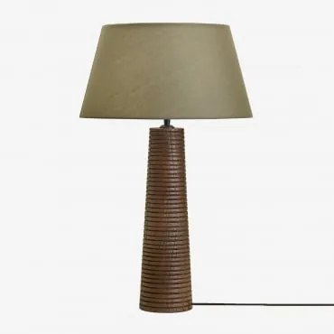 Candeeiro De Mesa Em Madeira De Manga Malva ↑40 Cm & Sage Green Ø40 Cm Monaco - Sklum