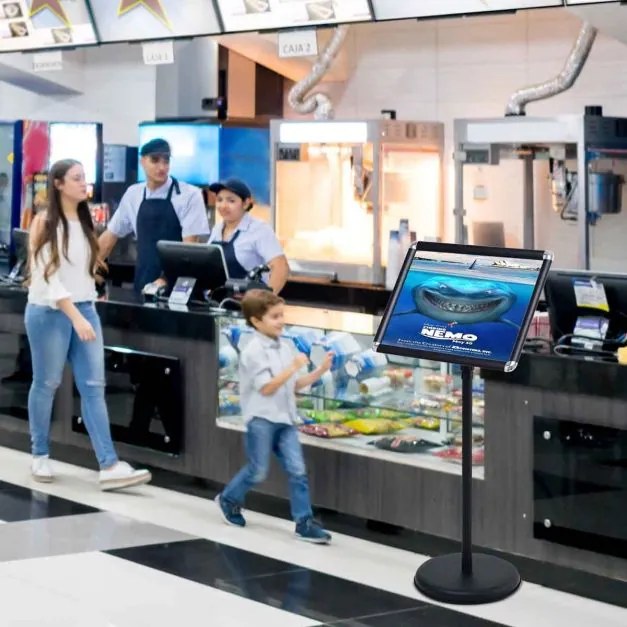 Suporte de chão A3 Moldura do expositor de chão para publicidade Bar, Restaurante, café 32,7 x 45 x 89,5 x 89,5-134 cm Preto