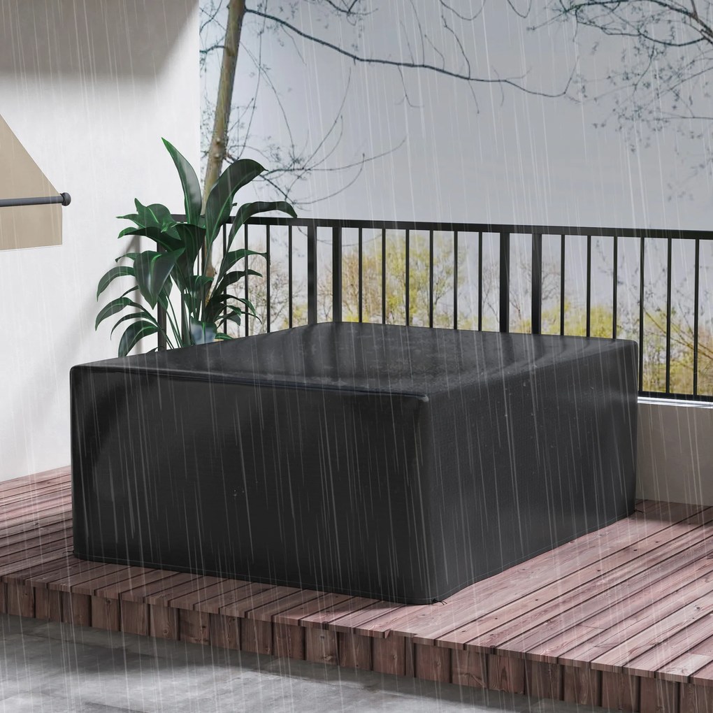 Capa para mobiliário de jardim de exterior 235 x 190 x 90 cm lona de proteção exterior anti-UV em polietileno, preta