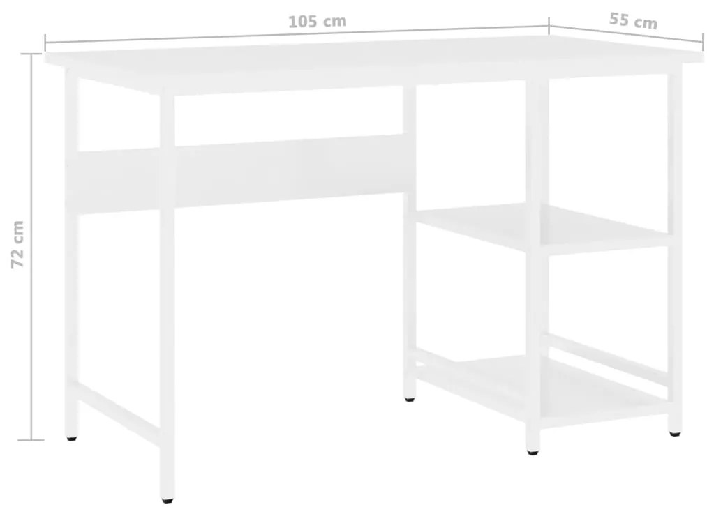 Secretária de computador 105x55x72 cm MDF e metal branco