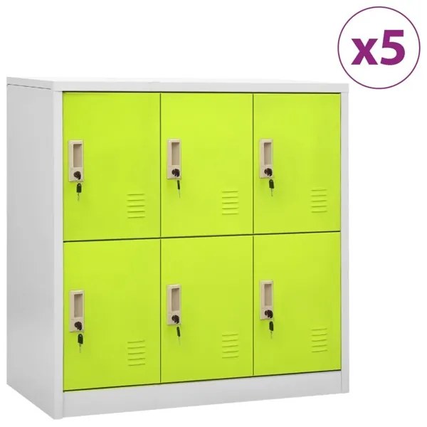 Cacifos 5 pcs 90x45x92,5 cm Aço Cinzento-claro e Verde