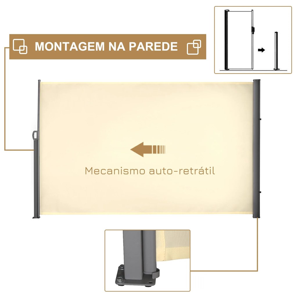 Toldo Lateral Retrátil para Terraço Pátio ou Jardim Toldo de Privacida