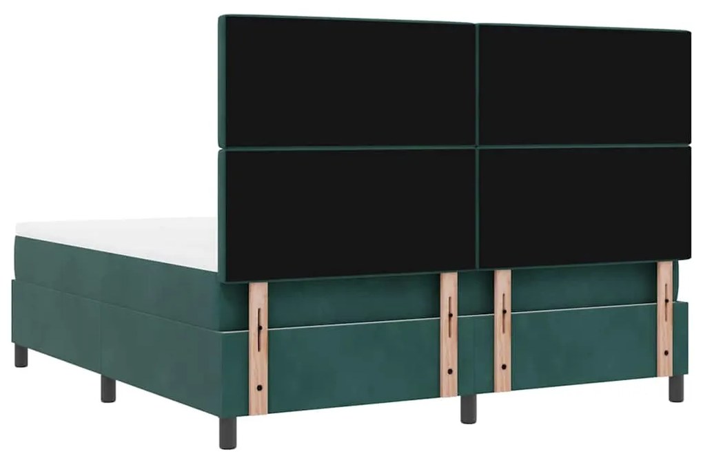 Cama Box Spring vidaXL com Colchão &amp; LED Verde Escuro 180x200 cm Velud