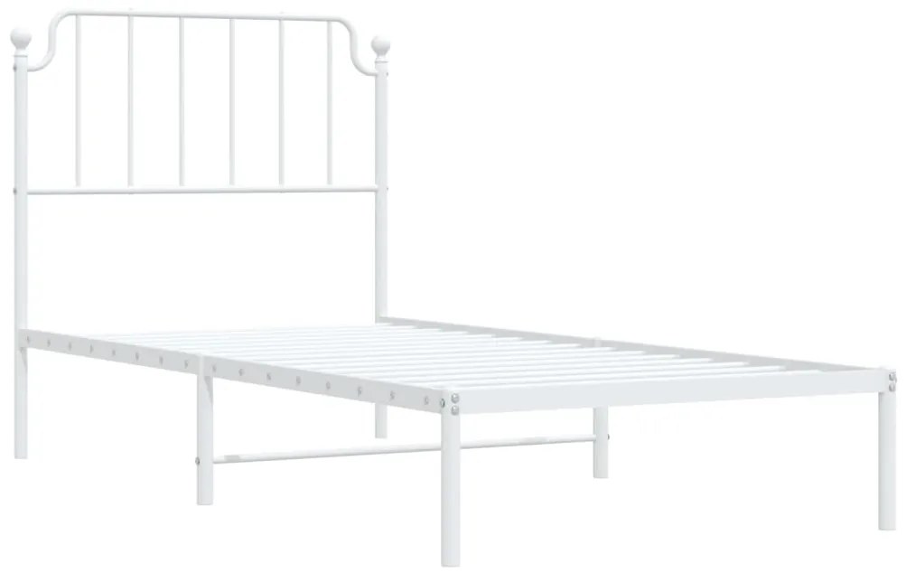 Estrutura de cama com cabeceira 90x190 cm metal branco