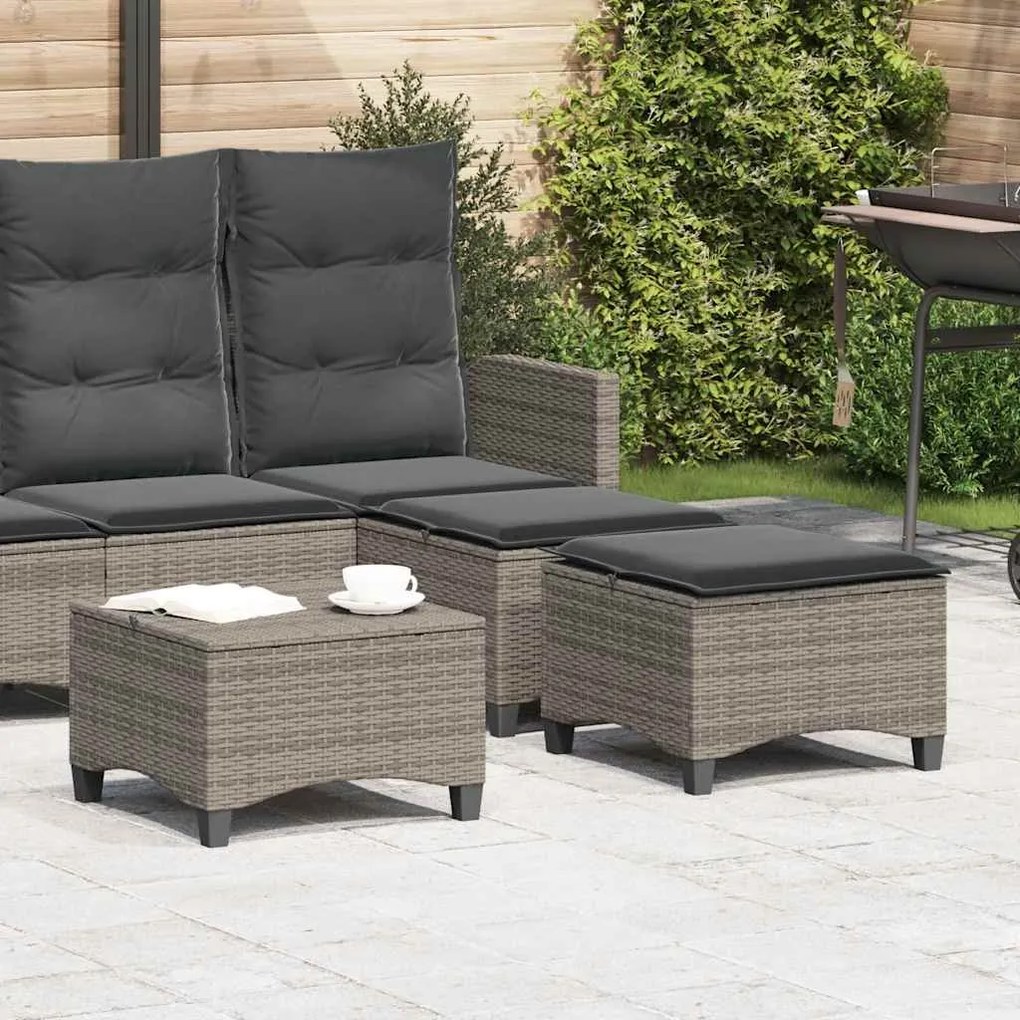 vidaXL Bancos jardim com almofadas 2 unid 55x55x36 cm vime PE cinzento