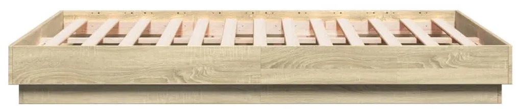 Estrutura de cama com luzes LED 120x190 cm carvalho sonoma