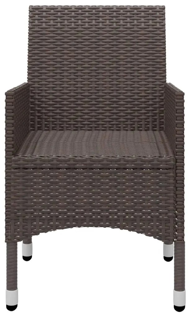 3 pcs conjunto de jantar para jardim com almofadões castanho