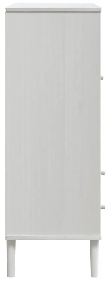 Móvel alto SENJA aspeto vime 90x40x112 cm pinho maciço branco