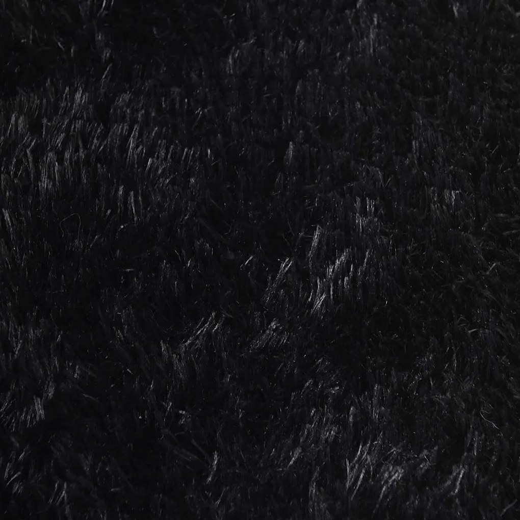 Tapete shaggy de pelo alto NAVARRA 240x240 cm poliéster preto