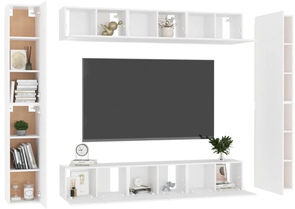 10 pcs conjunto de móveis de TV derivados de madeira branco