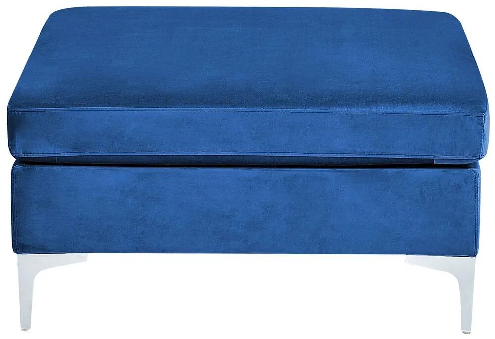 Sofá de canto 5 lugares em veludo azul marinho com repousa-pés à direita EVJA Beliani