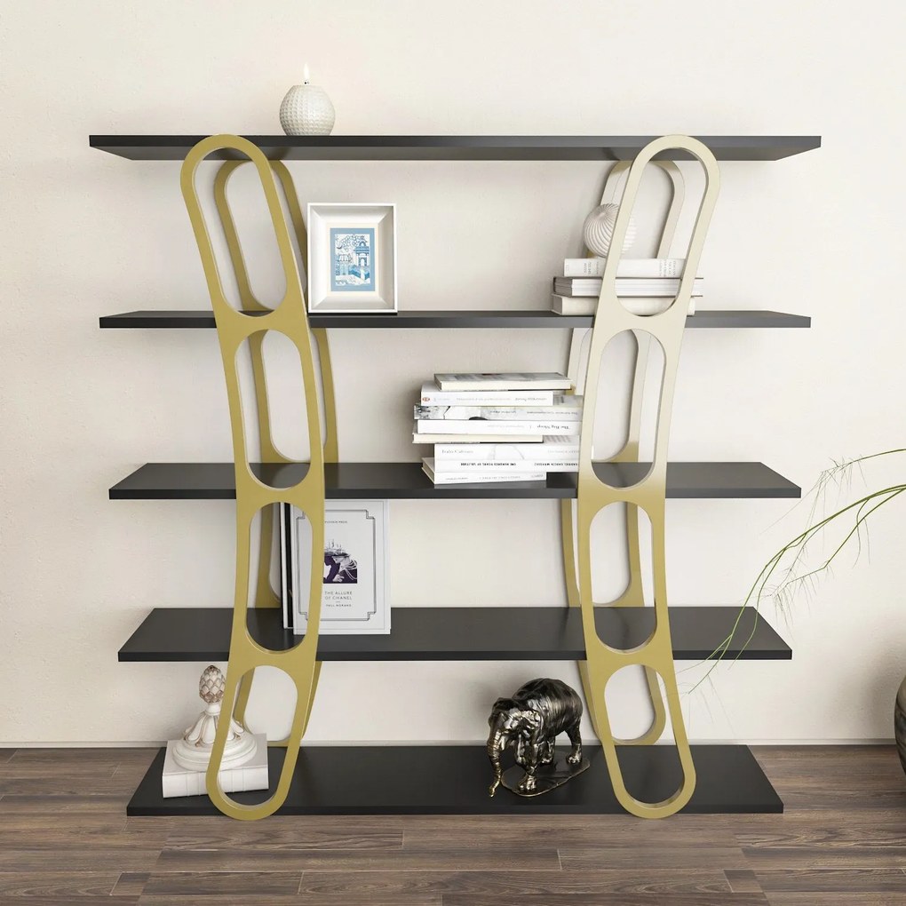 Estante Adar – Preto e Dourado – 120 cm x 120 cm x 25 cm