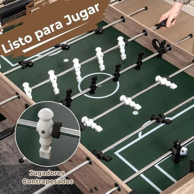 Mesa de matraquilhos de 117 x 67,5 x 84,5 cm Jogo de Futebol de Mesa Arcade com 2 Bolas Natural