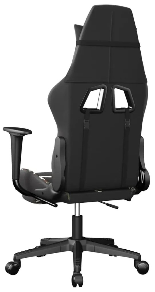 Cadeira gaming massagens apoio pés couro artif preto/camuflagem