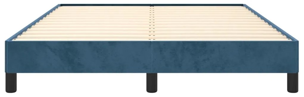 Estrutura de cama sem colchão 140x190 cm veludo azul-escuro