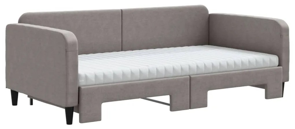 Sofá-cama + gavetão/colchões 100x200cm tecido cinza-acastanhado