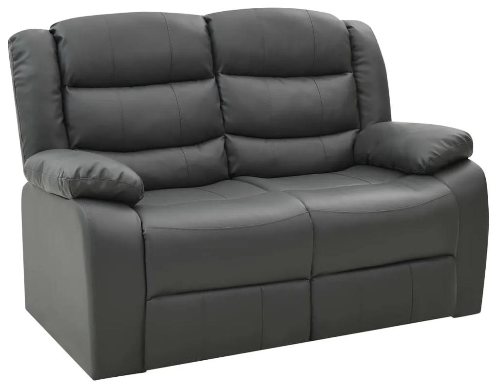 Sofá reclinável de 2 lugares couro artificial cinzento