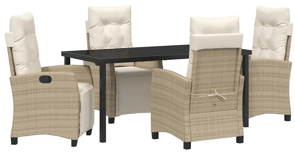 Conjunto de Jantar de Jardim com 5 Peças em Rattan Bege