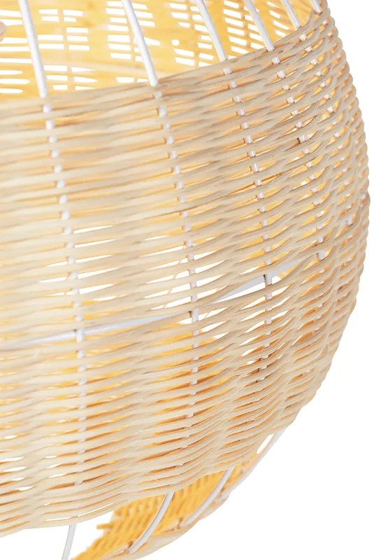 Candeeiro de suspensão rústico em vime - Rattan Art Deco